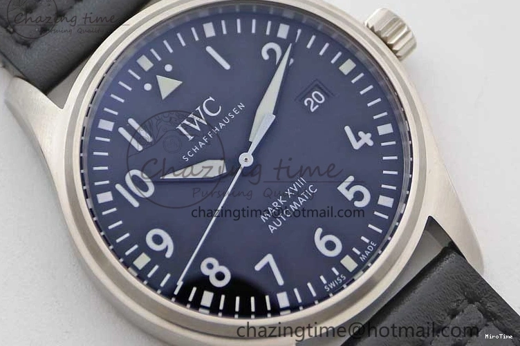 MIROTIME 0421 Vibrant Mark XVIII IW327001 SS M+F 1:1 Best Edition Black Dial on Black Leather Strap A 7055